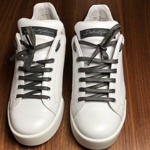 Dolce & Gabbana leather sneakers (white silver)